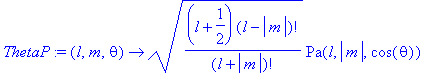 ThetaP := proc (l, m, theta) options operator, arro...