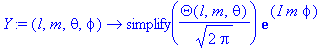 Y := proc (l, m, theta, phi) options operator, arro...