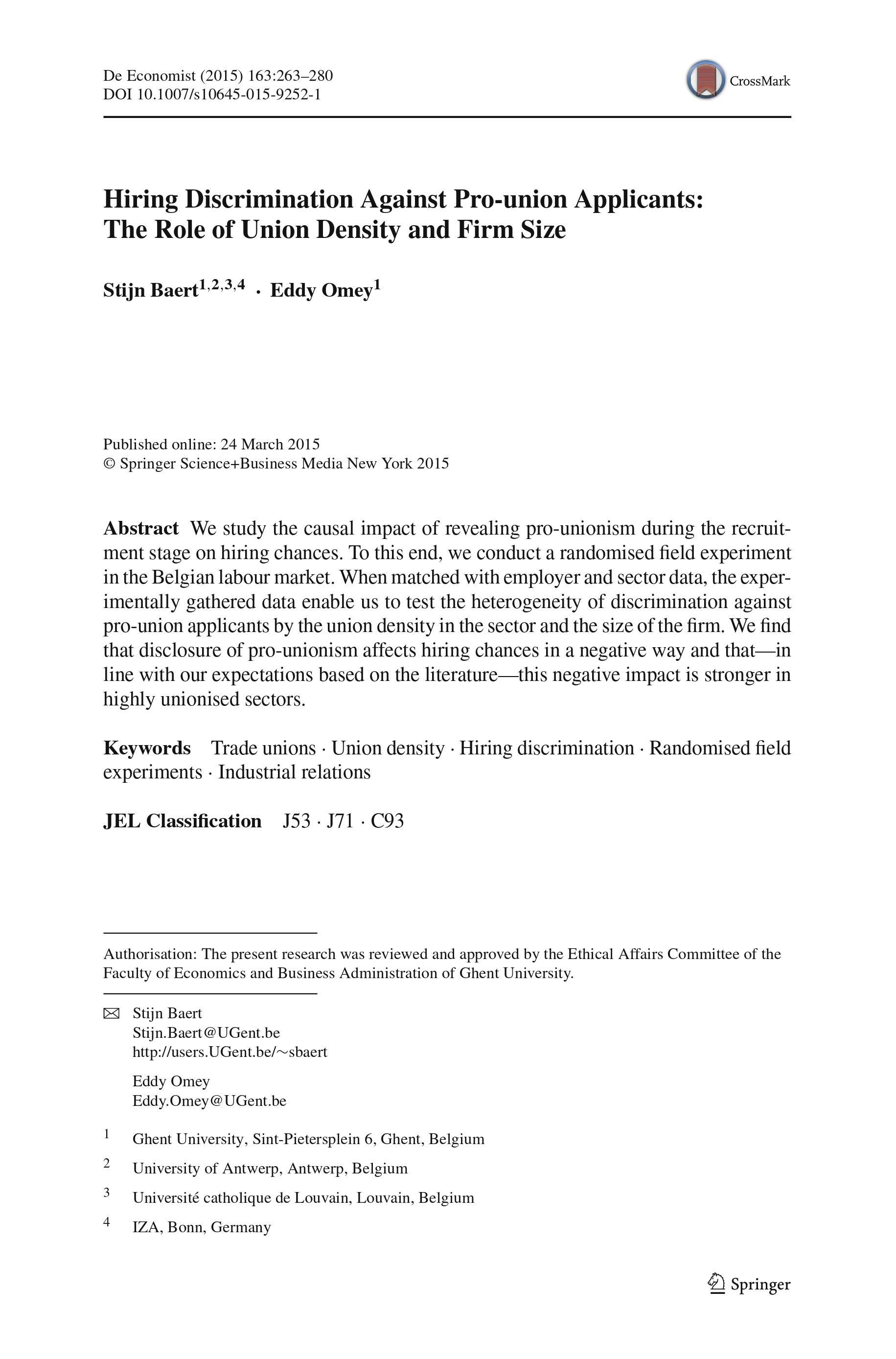 Publicatie in Economist door Stijn Baert.