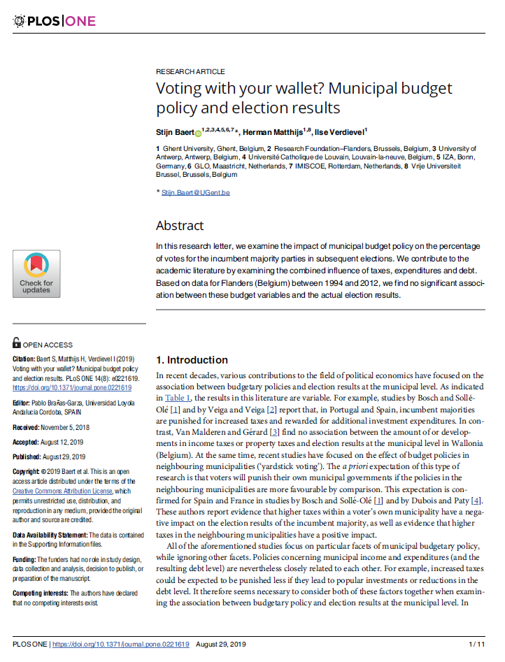 Publicatie in Plos One door Stijn Baert.