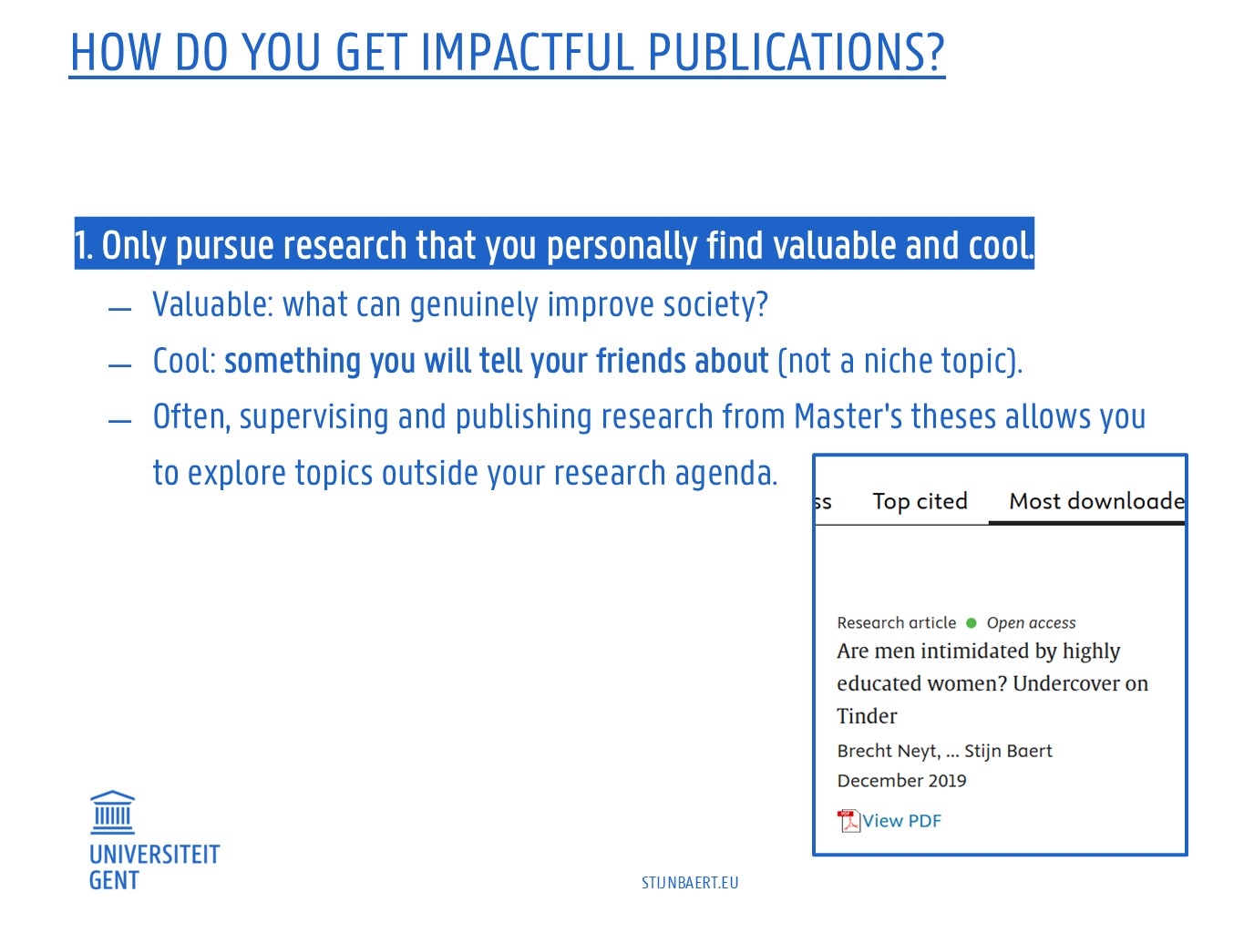 How to get impactful research publications