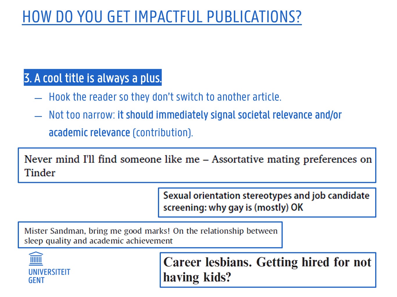 How to get impactful research publications