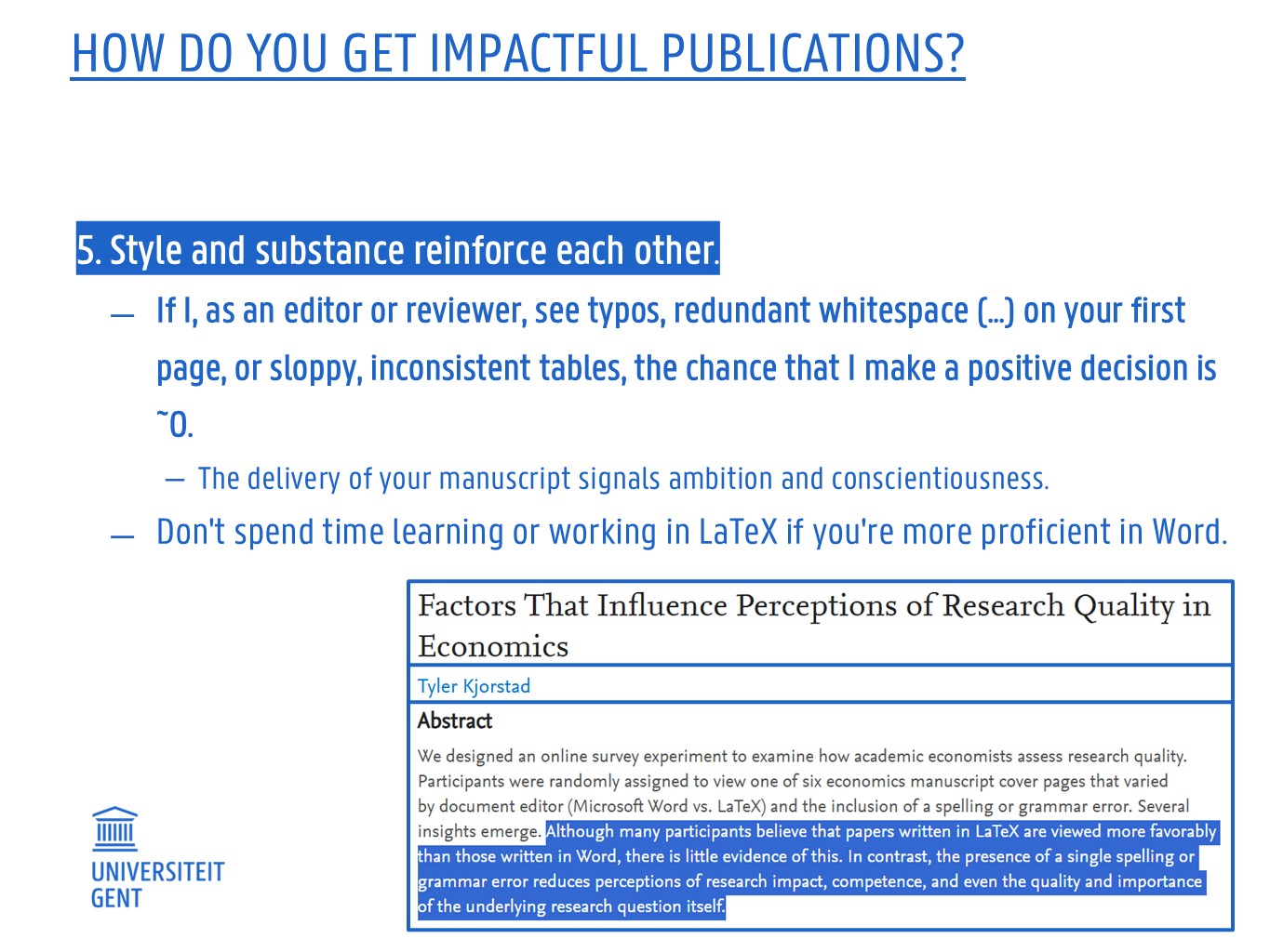How to get impactful research publications