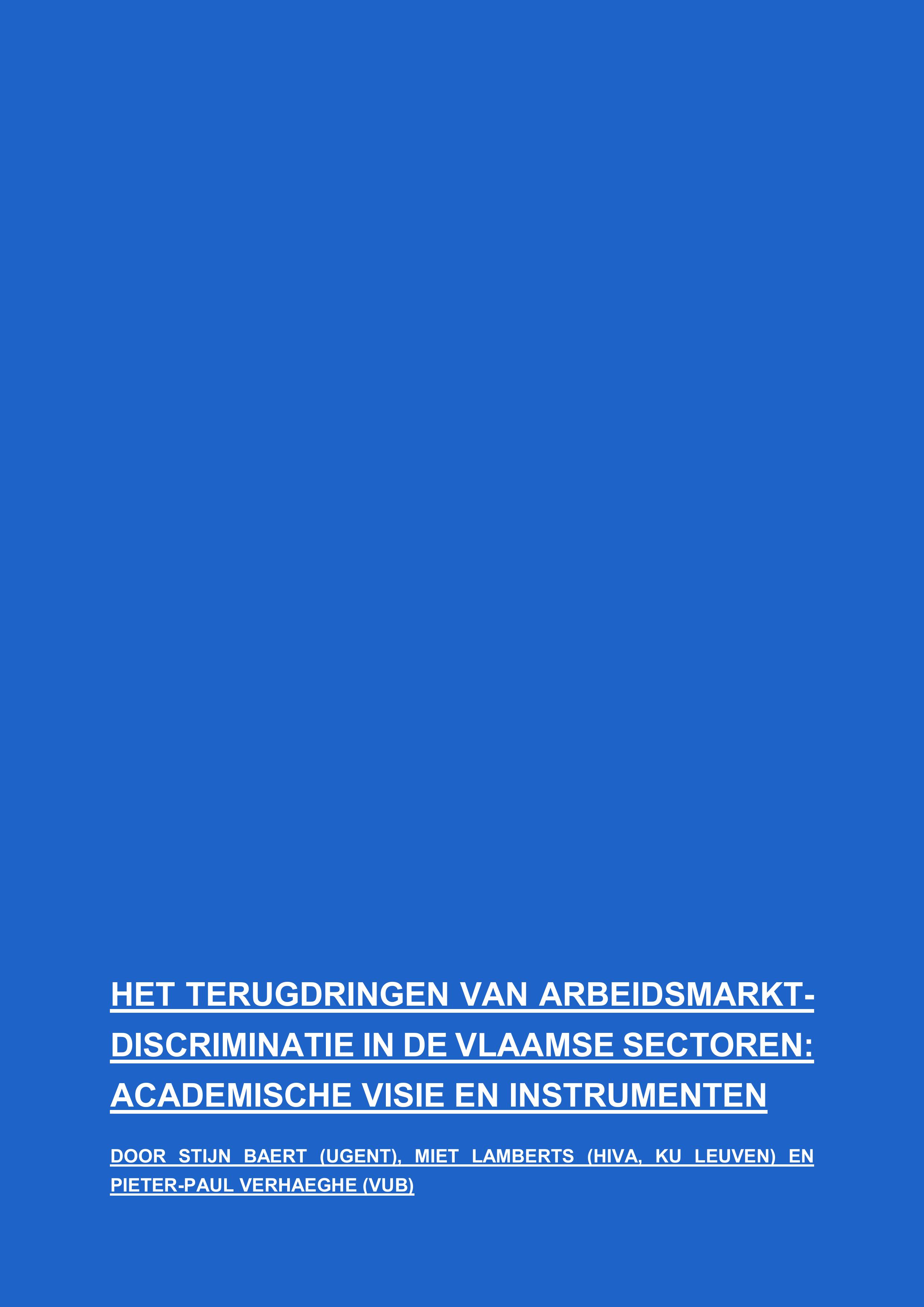 Het terugdringen van arbeidsmarktdiscriminatie in de Vlaamse sectoren: academische visie en instrumenten.
