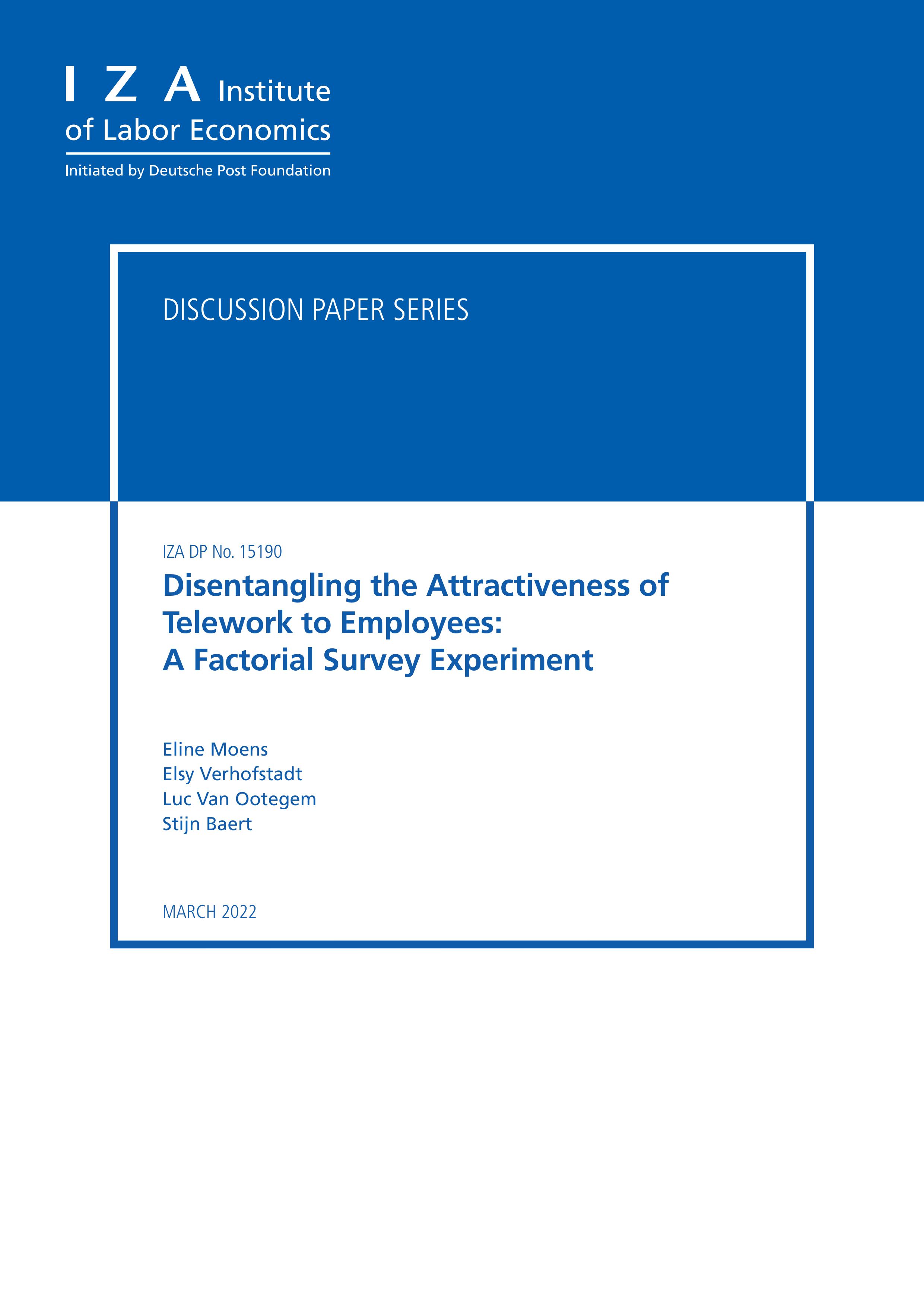 Publicatie in IZA Discussion Paper Series door Stijn Baert.